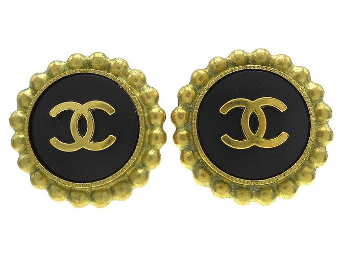 Chanel CC Round Metal Nero