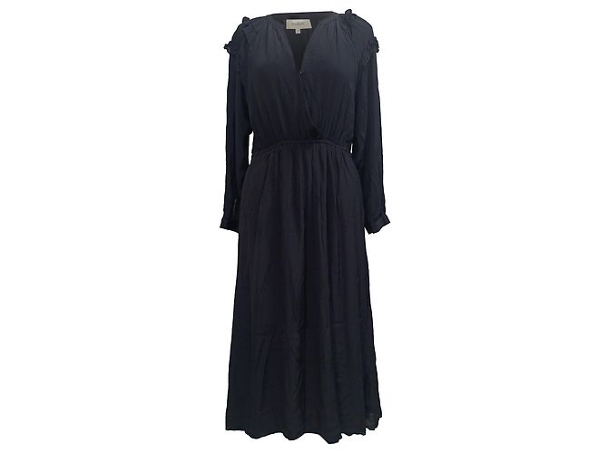 Abito Midi Ulla V-Neck in Viscosa Nera di Ba&Sh Nero