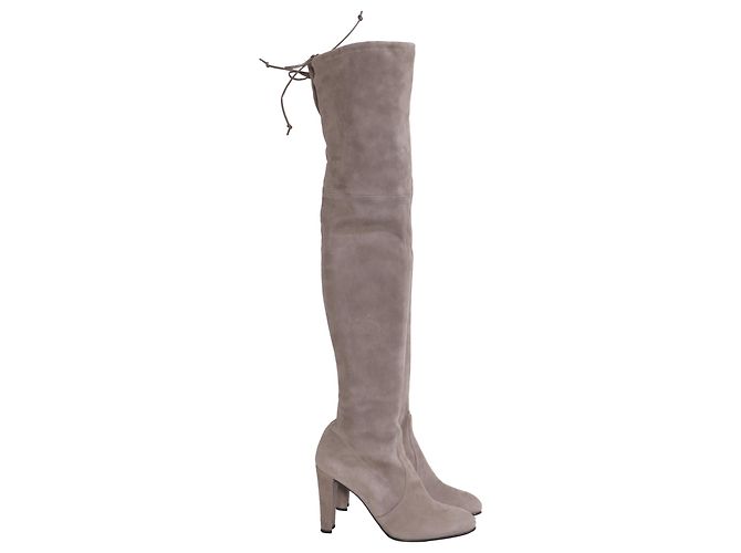 Bottes hautes Stuart Weitzman Highland en daim gris