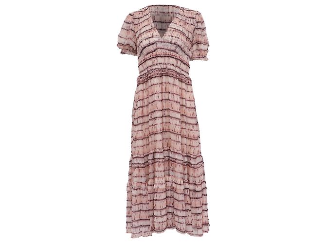 Vestido Midi V-Neck Elodie en Seda Rosa de Ulla Johnson