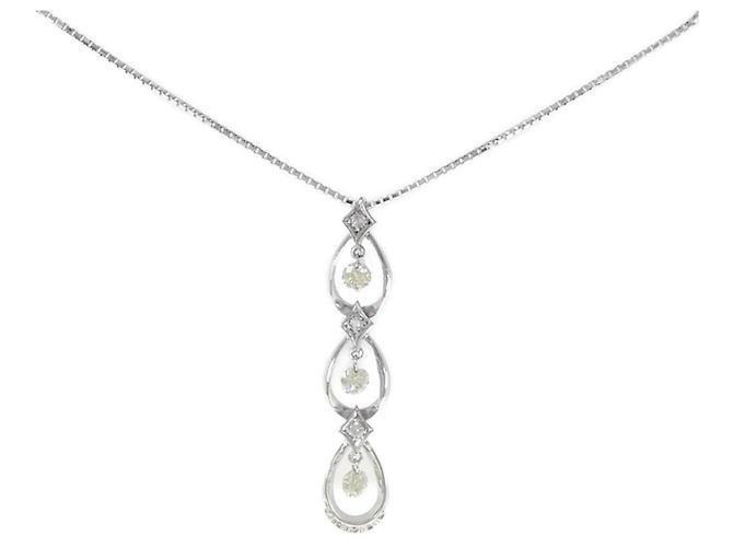 Autre Marque Collar de diamantes en oro blanco Au750 Plata