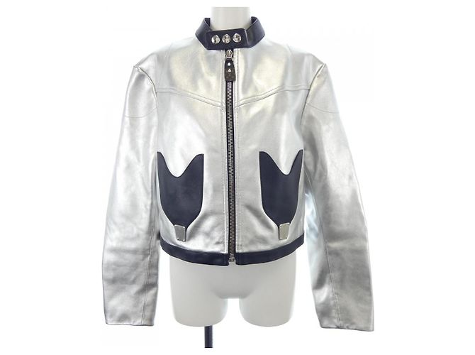 Giacca Riders in Pelle di Vitello Louis Vuitton Argento