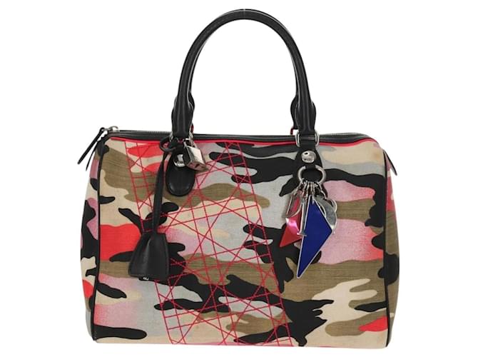 Christian Dior Polochon Satchel Limited Edition Anselm Reyle Camouflage Canvas Medium Multiple colors Cloth  ref.2661620