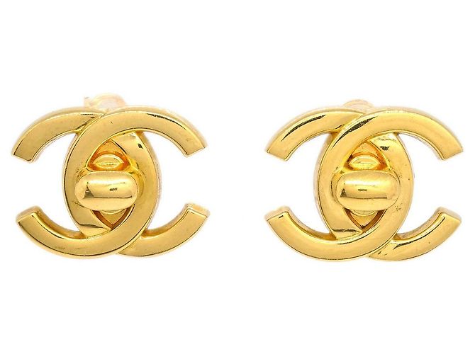Chanel CC Turnlock Clip-On Metal Doré