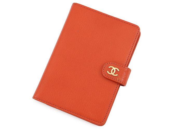 Chanel Coco Mark Leather Planner Cover Orange