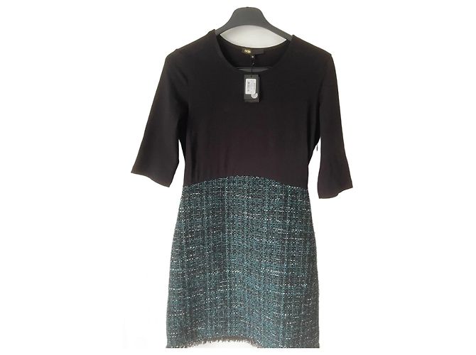 Vestido Maje verde escuro de algodão e lã