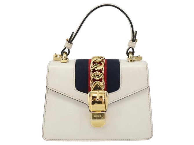 Sac à main Gucci Sylvie en cuir mini Blanc