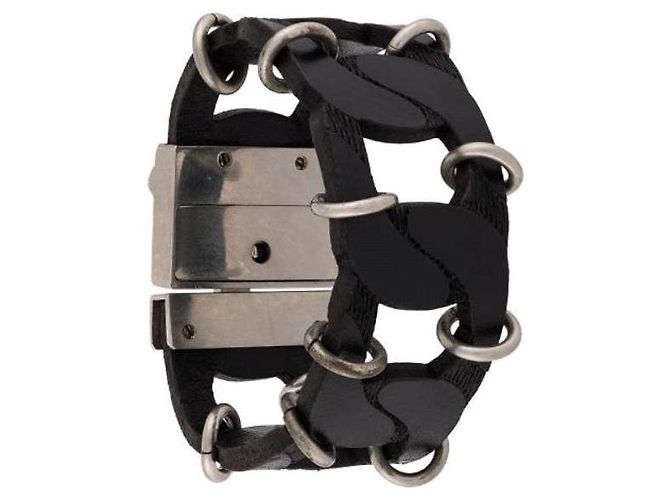 Pulseira de couro preto Gianfranco Ferré - Anos 2000