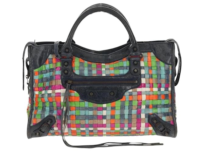 Balenciaga City Classic Studs Bag Woven Crocodile Embossed Leather Medium Multiple colors  ref.2662299