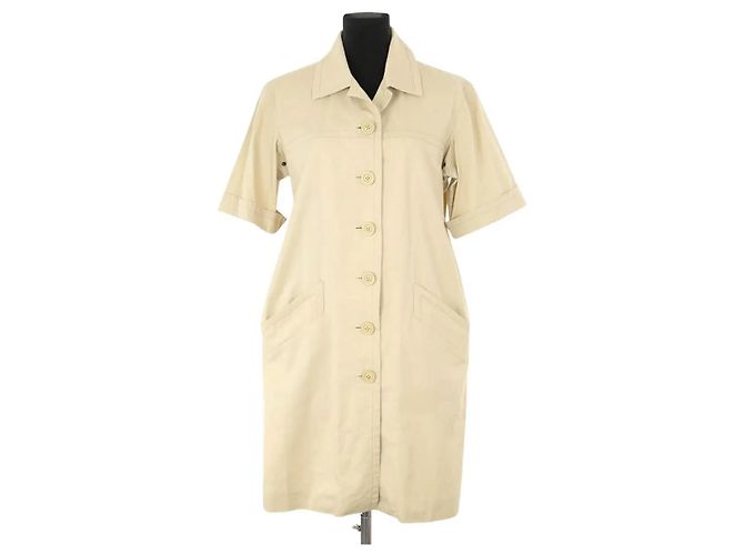 Saint Laurent Vestido de algodón beige