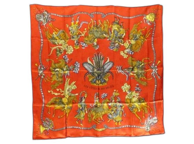 Hermès Lenço de seda As Festas do Rei Sol Vermelho