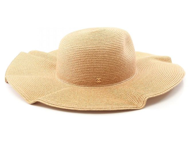 Timeless Sombrero de papel Chanel Coco Mark Beige