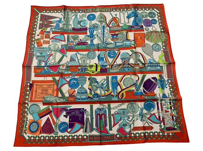 Sciarpa di seta Hermès Trofei 90x90 cm Multicolore