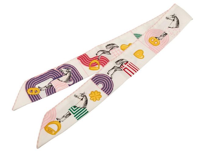 Lenço Twilly Garde Robe Pop da Hermès Branco Multicor