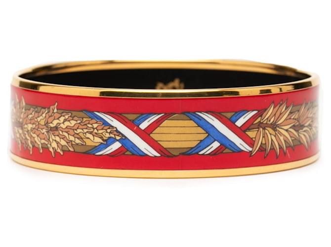 Hermès GM Email Cloisonné Charm-Armband Rot Mehrfarben Golden 