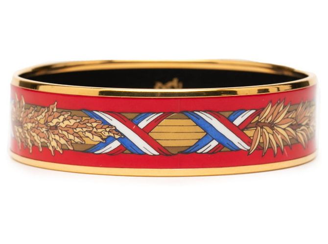 Pulsera de encanto de esmalte cloisonné GM de Hermès Roja Multicolor Dorado