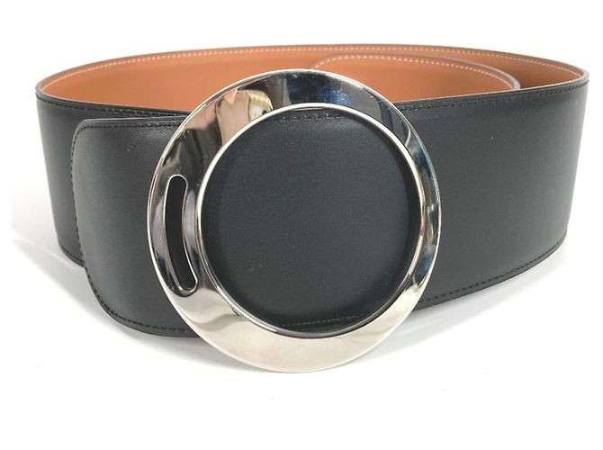 Hermès Cinto largo de couro preto HERMES