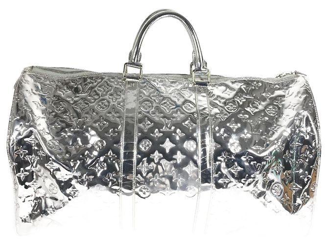 Borsa Boston Keepall 55 Miroir Monogram Louis Vuitton Argento