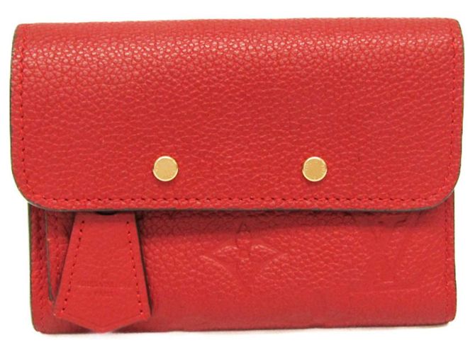 Louis Vuitton Monogram Empreinte Pont Neuf Compact Wallet Red Fuschia