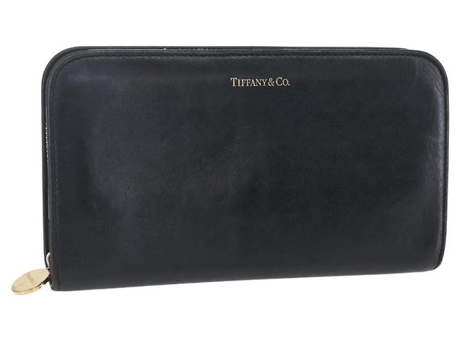 Tiffany & Co. Zip Around Wallet Leather Black