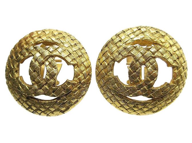 Clip auricolari Chanel CC in metallo D'oro