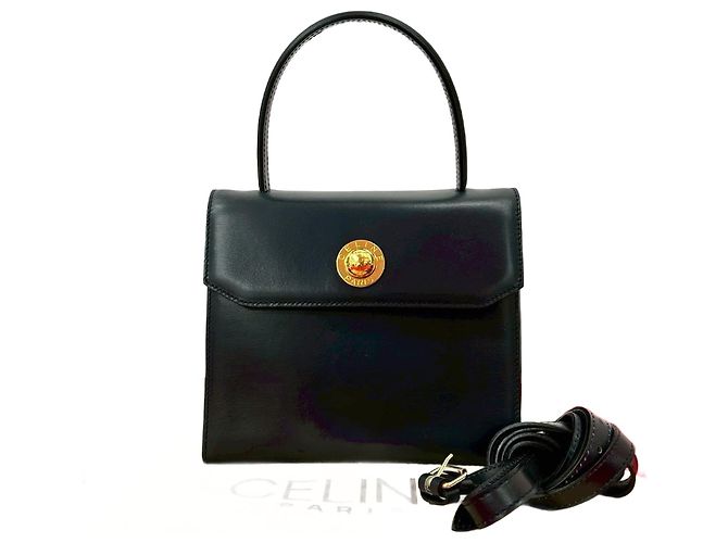 Céline Bolsa de couro 2 em 1 Celine Preto