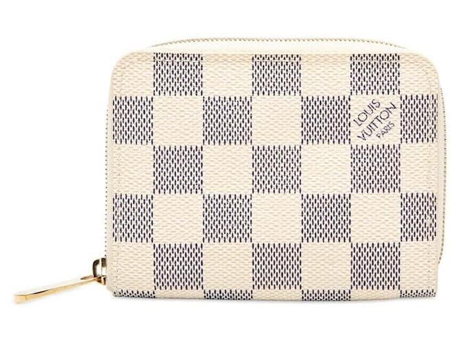 Louis Vuitton Zippy Coin Purse Damier Azur Coin Case White Cloth  ref.2664299