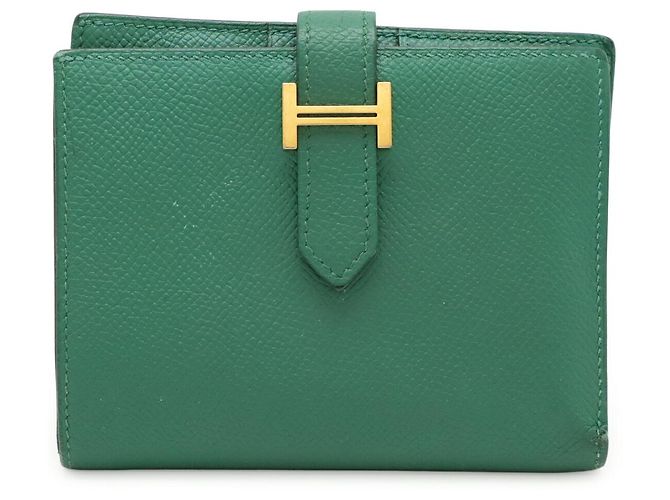 Portefeuille compact Epsom Béarn d'Hermès Vert