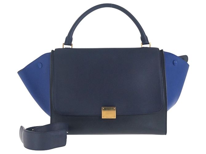 Céline Celine Trapeze Medium Lederhandtasche Blau