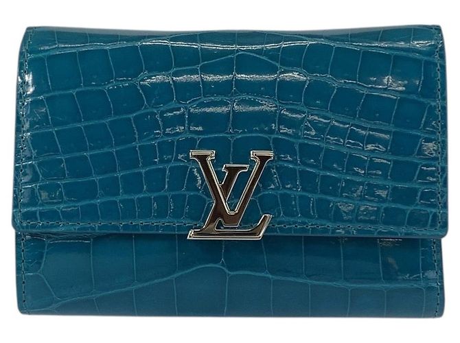 Billetera Compacta Capucines de Cocodrilo Louis Vuitton Azul