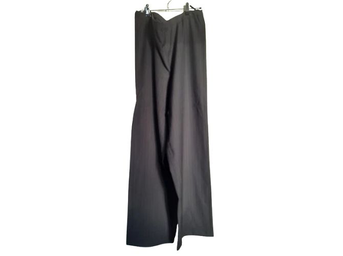 Autre Marque Calças listradas Shirin Guild pretas de perna larga Preto