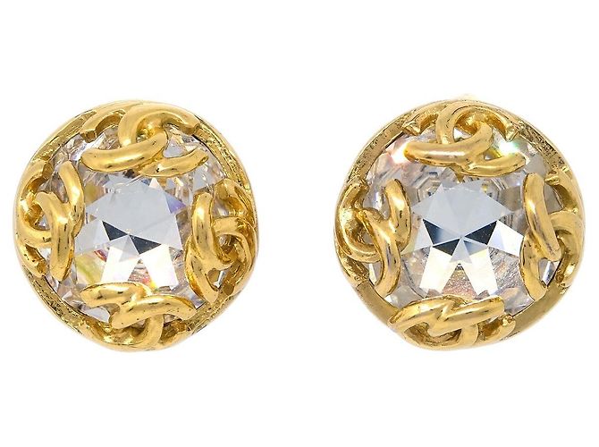 Chanel CC Round Metal and Crystal D'oro
