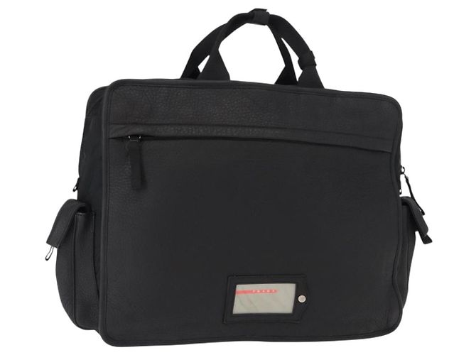Pasta esportiva Prada em nylon e couro Preto