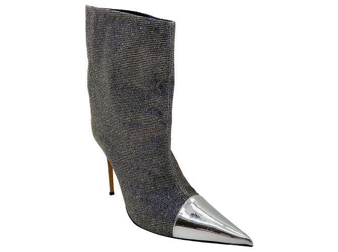 Botas de tornozelo em lurex metálico prateado com glitter Alexandre Vauthier Prata