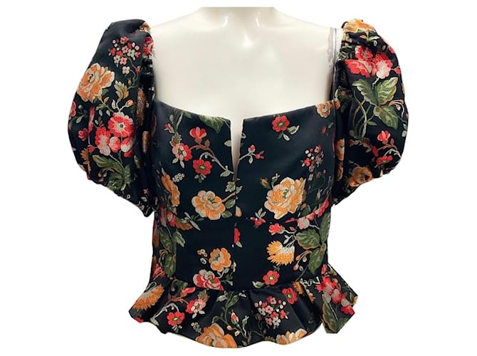 Autre Marque Markarian Black Multi Floral Jacquard Top Synthetic  ref.2666158