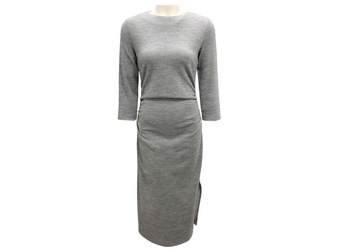 Vestido de jersey de algodão e lã fluido cinza Peserico