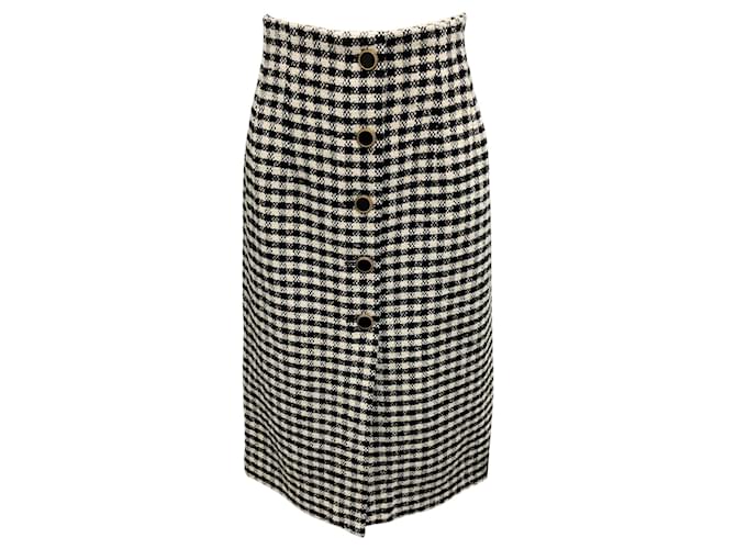 Autre Marque Pardington Collective Black / White Check Jackie Pencil Skirt Viscose  ref.2666321
