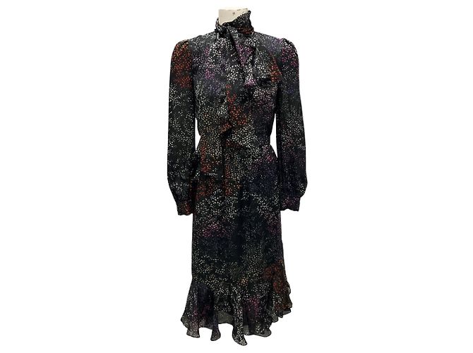 Marc by Marc Jacobs Co Black Multi Fall Winter Printed Silk Chiffon Dress