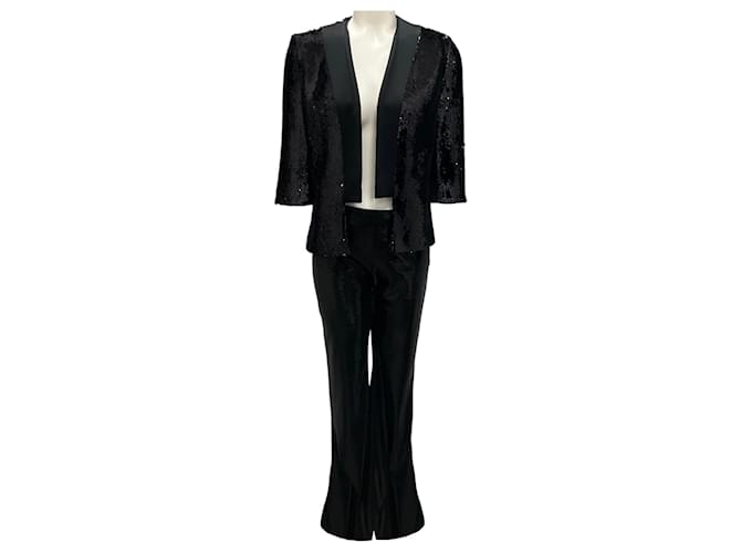 Autre Marque Galvan London Black Sequined Jacket and Pants Suit Set Polyester  ref.2666454