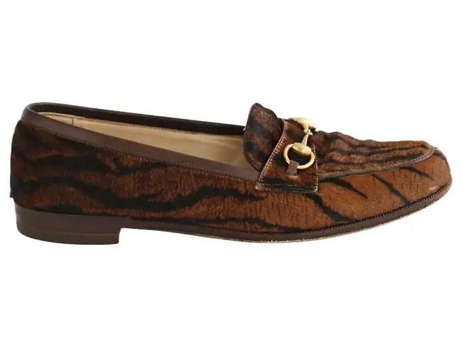 Gucci Mocasines de cuero exótico marrón Castaño