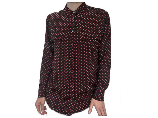 Equipment Seidenbluse Schwarz Rot