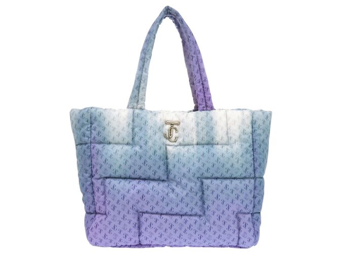 Jimmy Choo Raya Soft Nylon Tote Bag Blau Lila