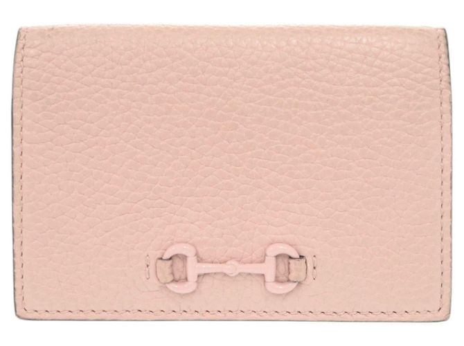 Gucci Pferdebit Leder rosa Kartenetui Pink