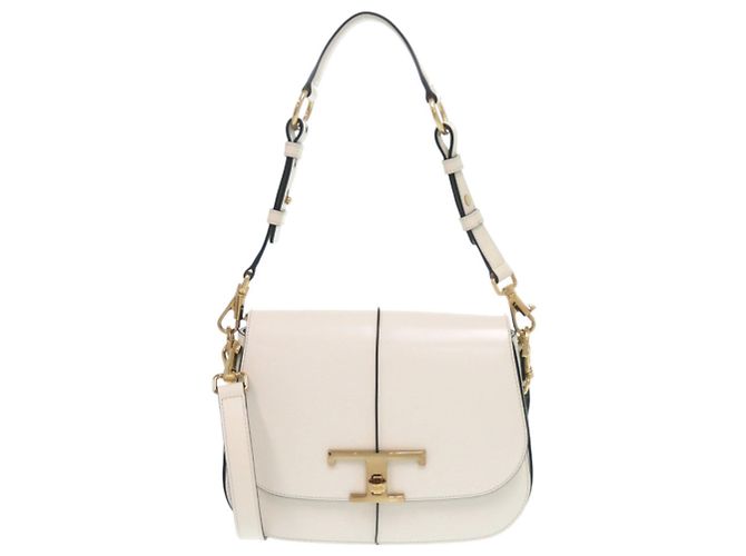 Bolsa de ombro em couro branco T-Timeless da Tod's