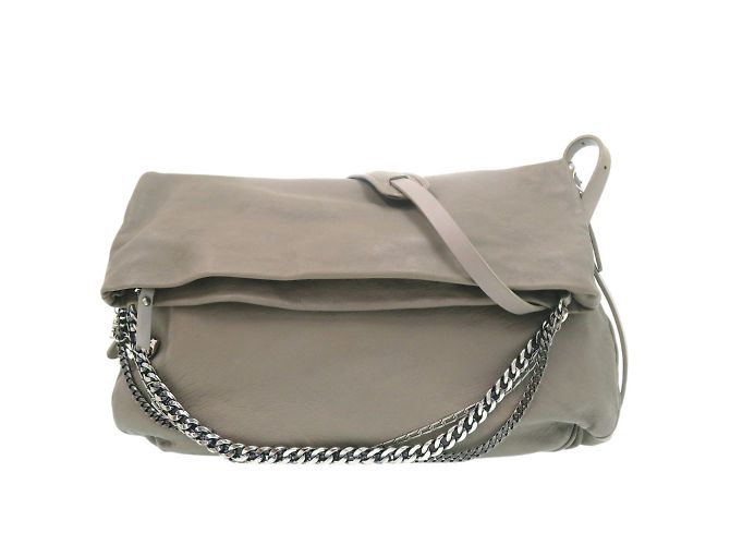 Bolsa de ombro em couro cinza com corrente Jimmy Choo Marrom
