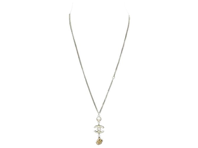 Collar chapado en oro con flor Coco Mark de Chanel Blanco Dorado