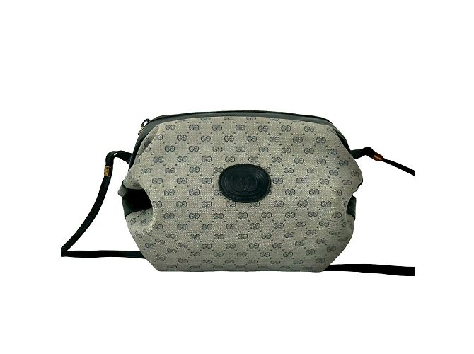Bolsa de ombro mini em couro com padrão de logo GG Old Micro da Gucci Azul marinho