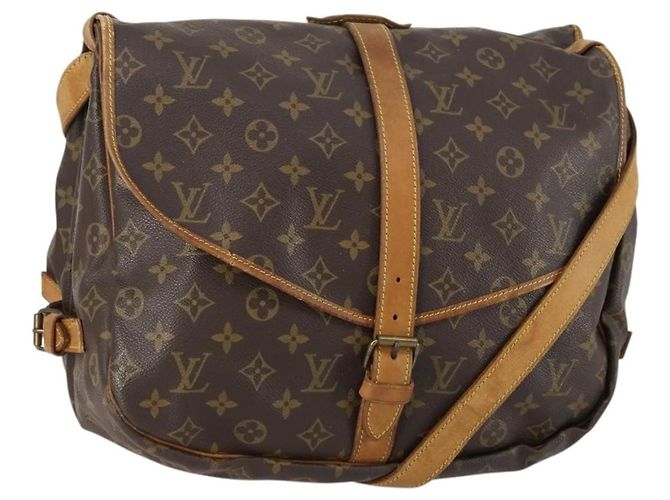 Louis Vuitton Saumur Handbag Monogram Canvas 35 Brown