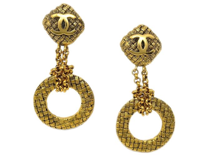 Chanel CC Dangle Metal Doré