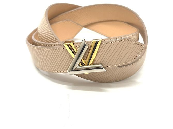 Twist Cinto Slim de Couro Epi Louis Vuitton Bege